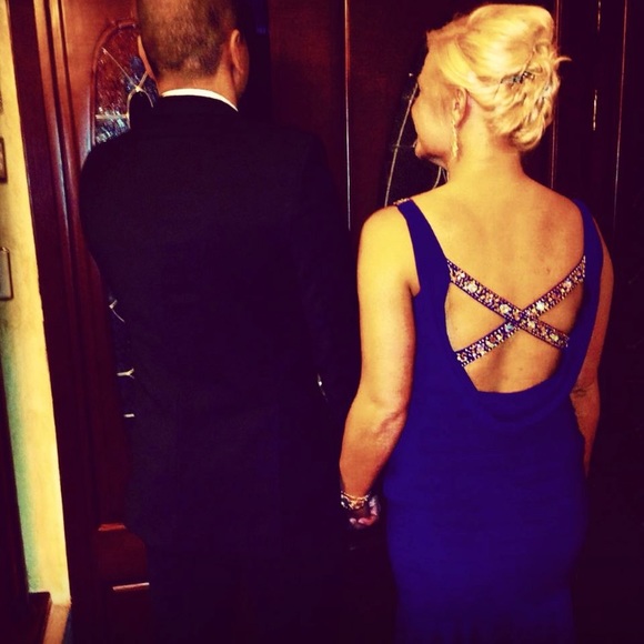 Deep purple & gold embellished prom gown - Picture 7 of 8